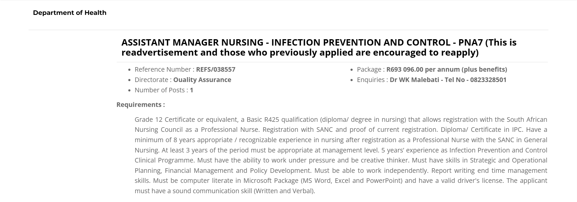 Assistant Manager Nursing Vacancy 2026 – IPC (PNA7) | Apply by March 20