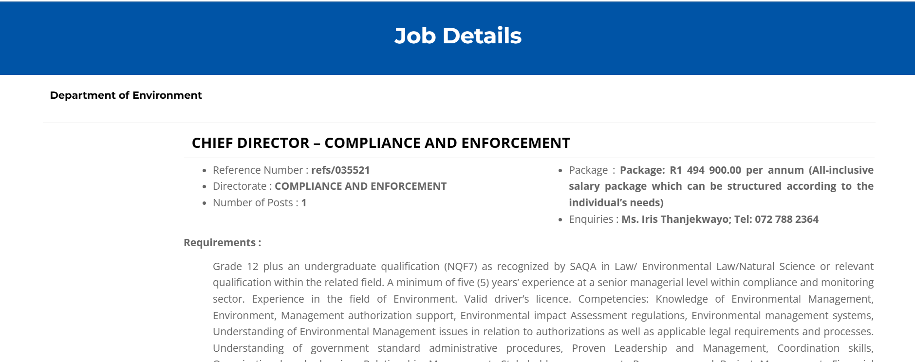 Chief Director – Compliance & Enforcement 2026 | Apply by March 20