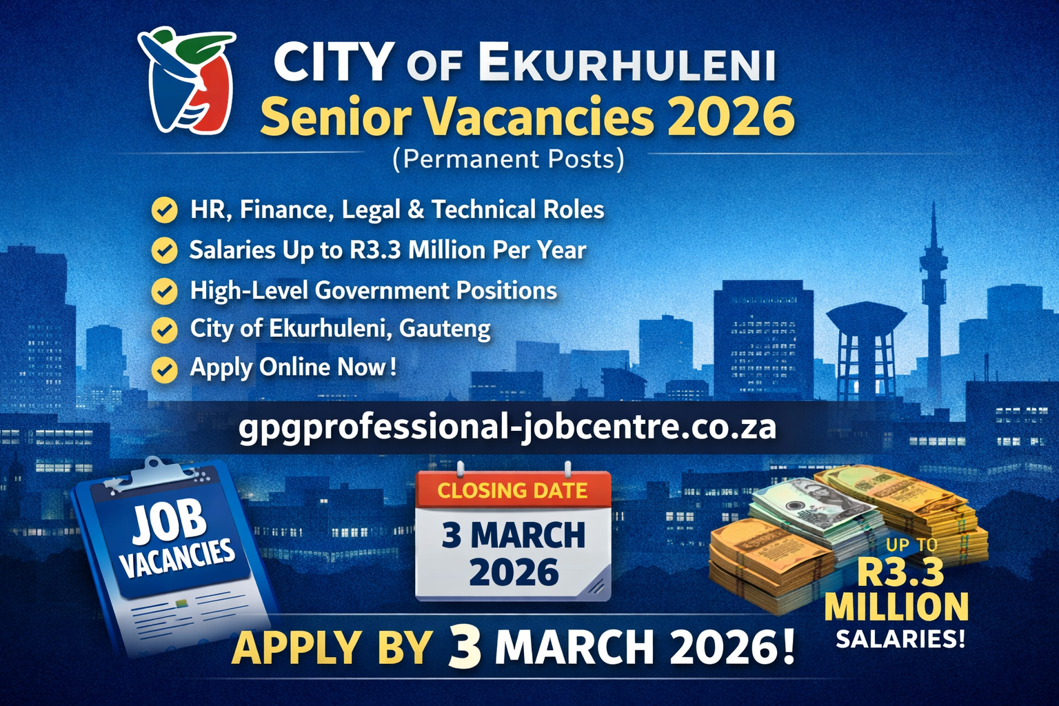 City of Ekurhuleni Government Jobs 2026 Senior Management Posts