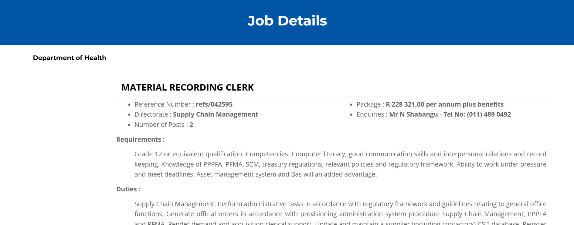 Material Recording Clerk x2 Vacancies 2026 – Apply by 25 March